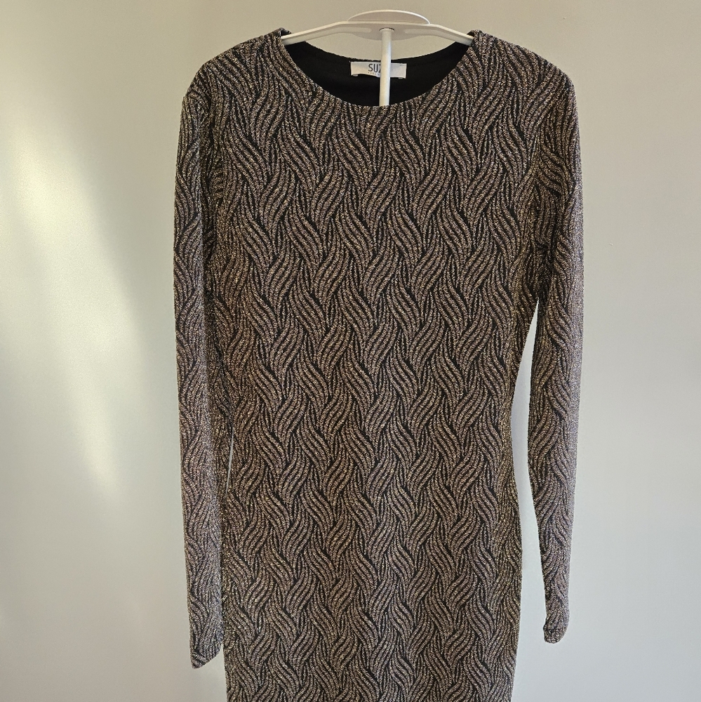 Black and Gold Shimmery Bodycon Cocktail Dress